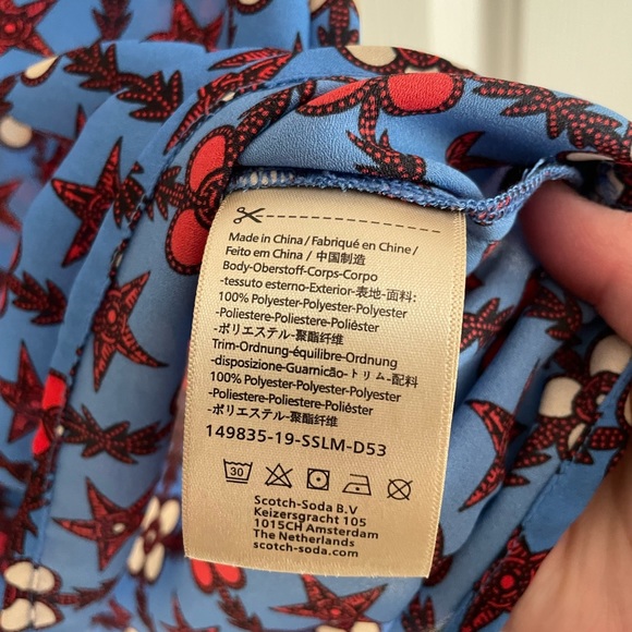 Maison Scotch & Soda Les Filles Blue, red & white star pattern blouse - Picture 6 of 6